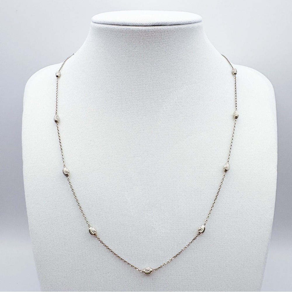 Beaded 18” layering necklace, sterling silver 925, vintage, made in Italy